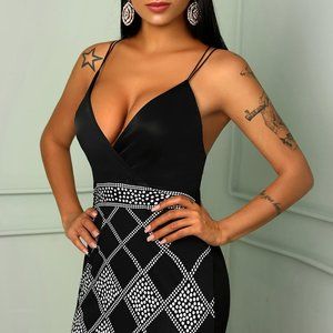 Black and White Dots Print Mini Dress